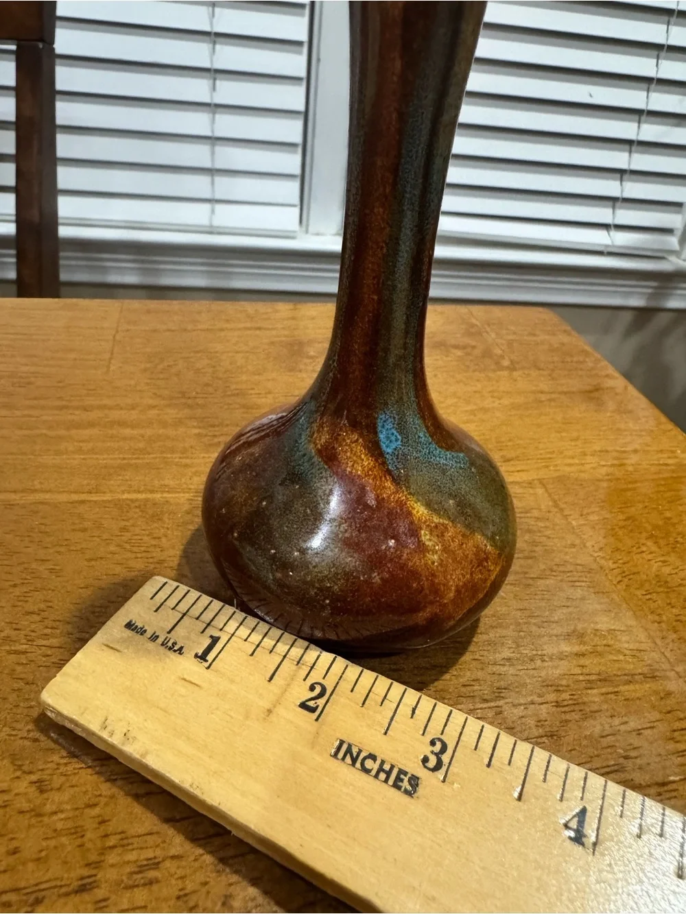 Glaze Pottery Stoneware Bud Vase Signed Brown